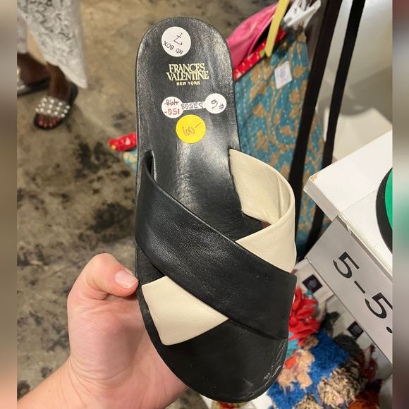 Frances Valentine Two-Tone Black and Cream Sandals - Picture 1 of 2